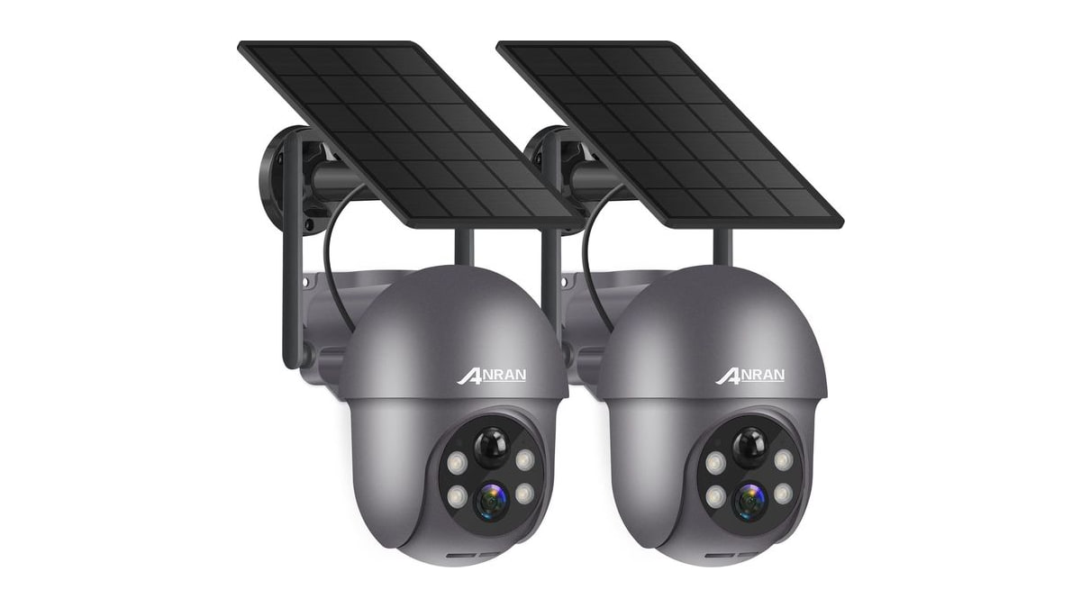 ANRAN 2K Solar Security Cameras Wireless Outdoor, 360° Coverage, Q01 2 Pack