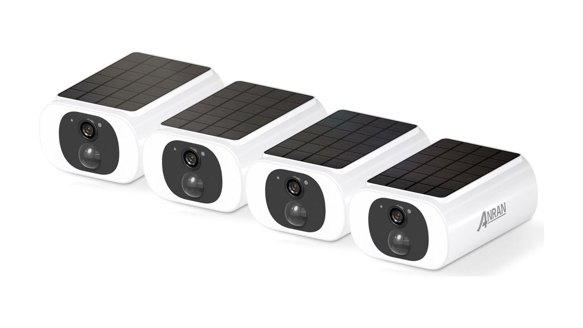 ANRAN Solar Security Cameras Wireless Outdoor Built-in Solar Panel, 4 Pack