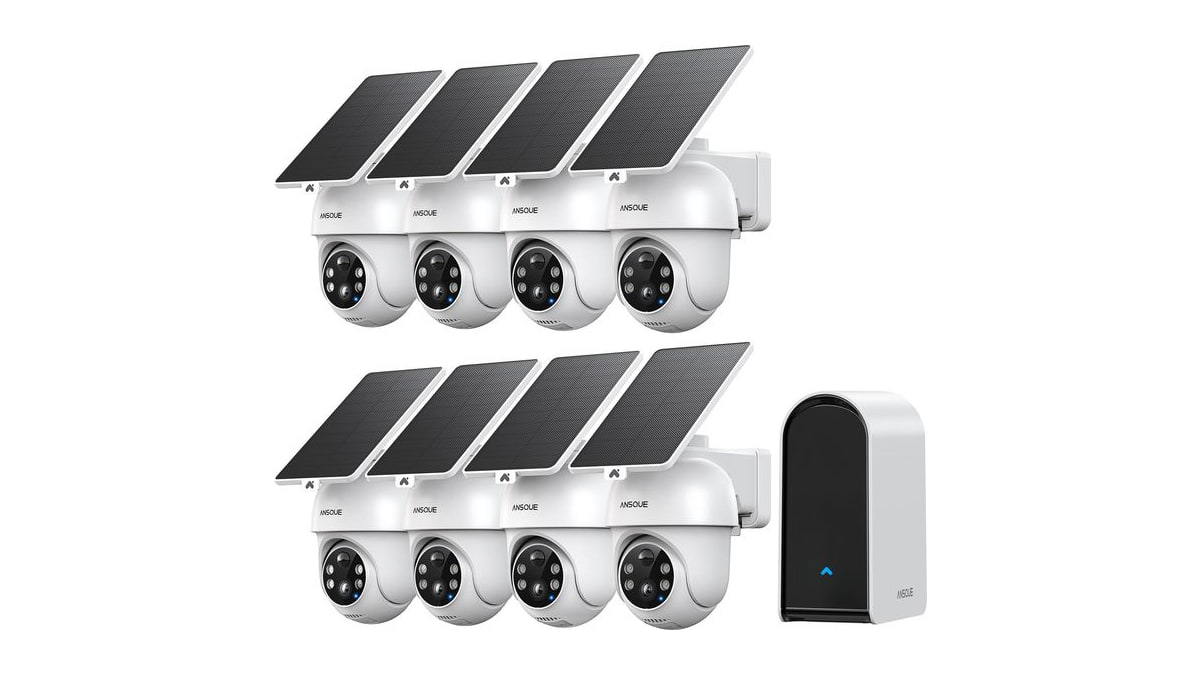 ANSQUE Home Security Cameras Wireless Outdoor, Solar Powered, 8-Cam System