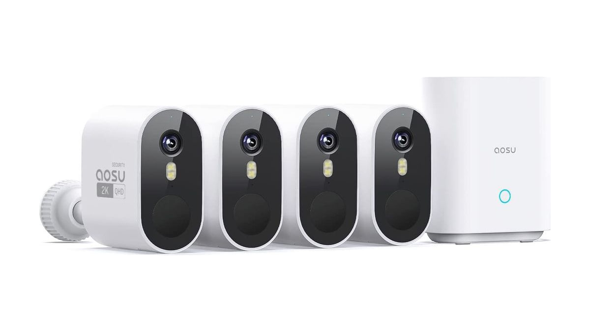 aosu 2K QHD Battery Security Cameras Wireless Outdoor System, 4-Cam-Kit