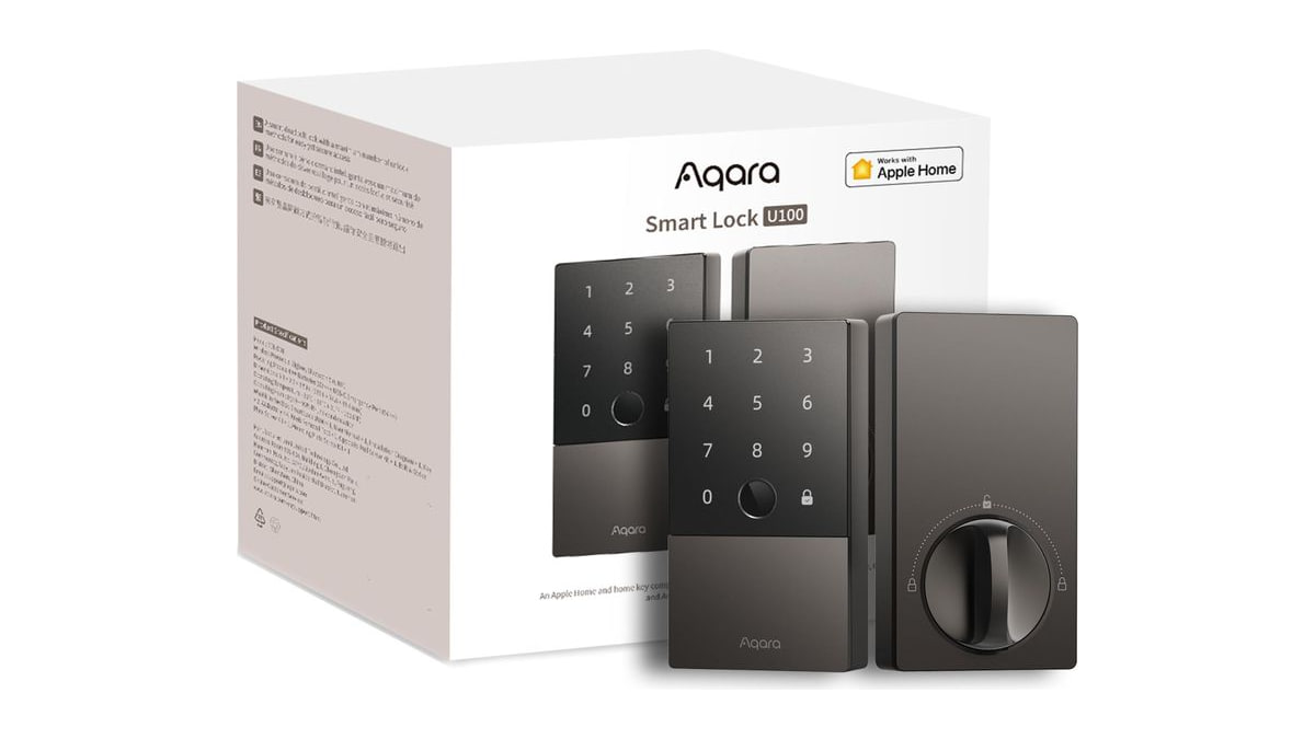 Aqara Smart Lock U100, Apple Home Key, Fingerprint Deadbolt, Gray