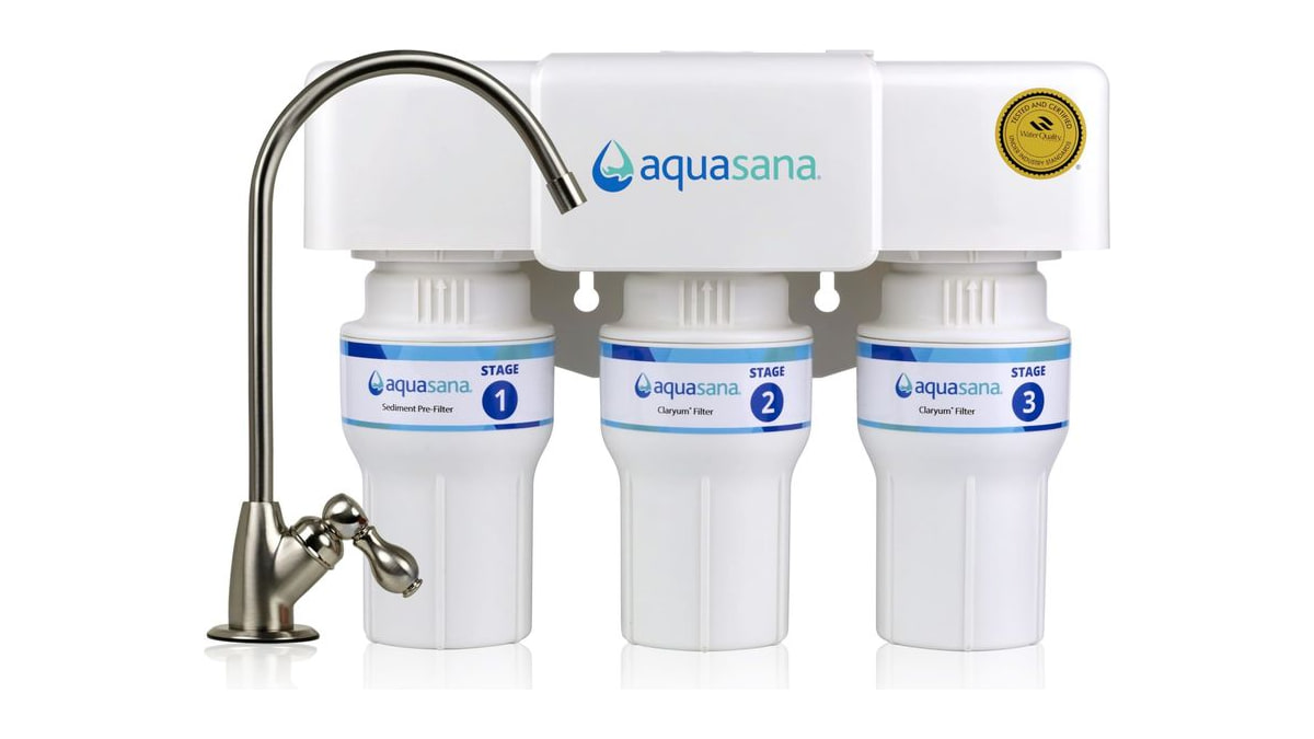 Aquasana Under Sink Water Filter | Claryum 3-Stage Filtration | AQ-6300-BN
