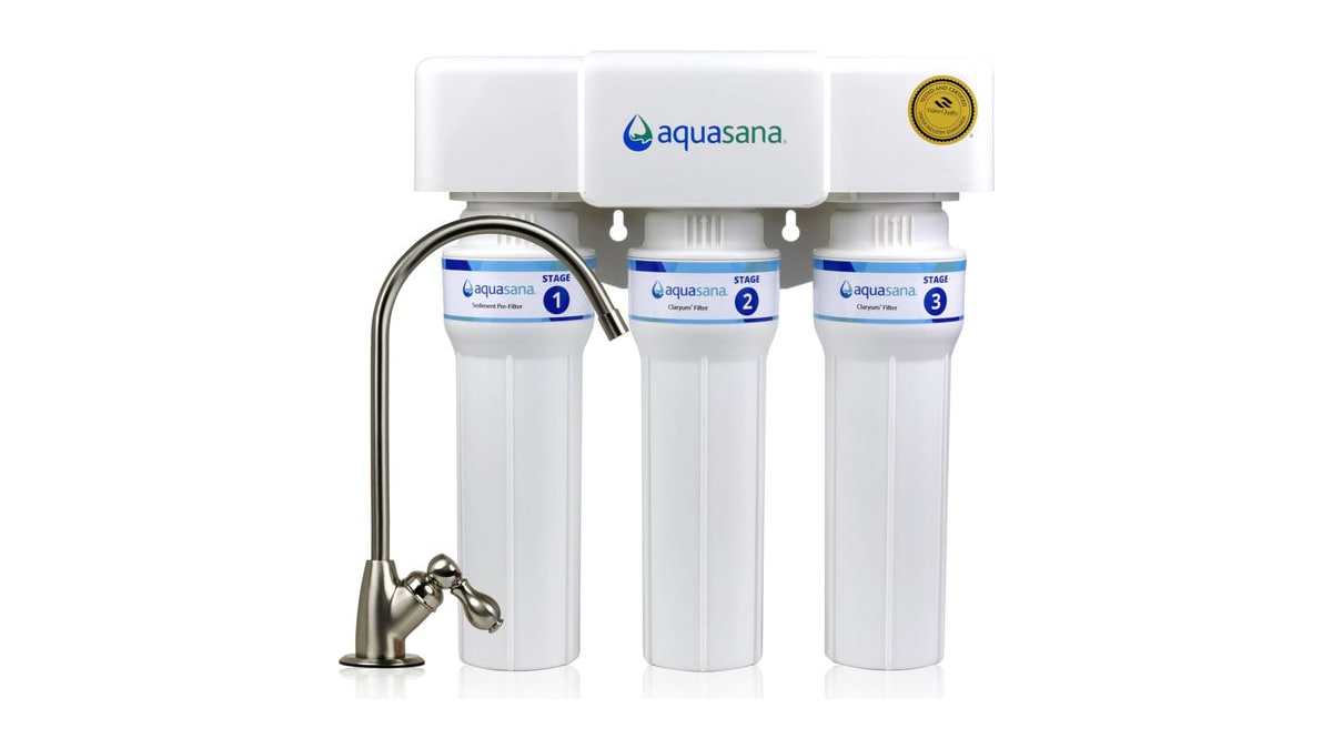 Aquasana Under Sink Water Filter | Claryum 3-Stage Max Flow | AQ-6300M-BN