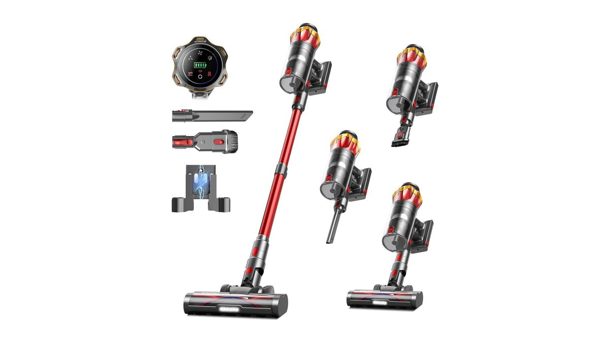Cordless Vacuum Cleaner, 650W/55KPa 70Mins Vacuum Cleaners for Home, Self-Standing Stick Vacuum with Anti-Tangle Brush & OLED Touch Screen, Vacuum Cle