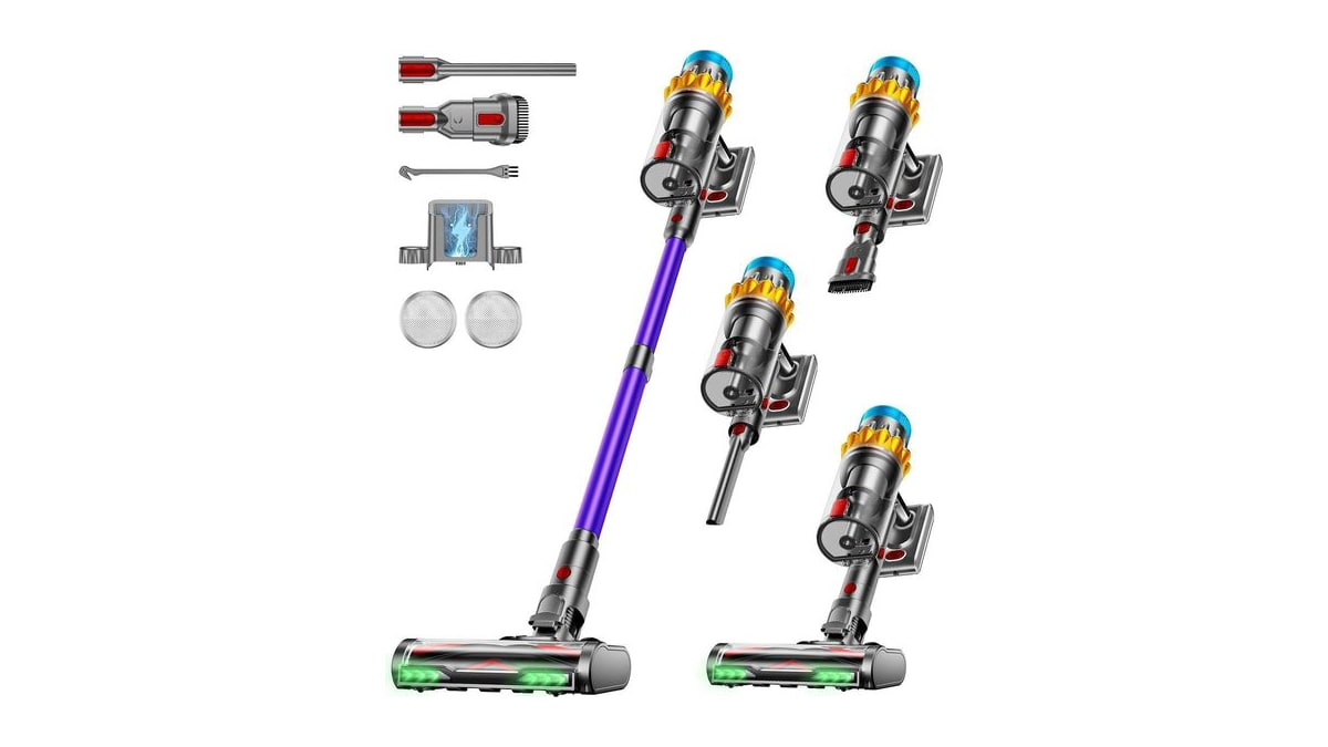 Cordless Vacuum Cleaner, 650W 60KPA 70Min Powerful Vacuum Cleaners for Home, Self-Standing Stick Vacuum Cordless Rechargeable/Anti-Tangle/OLED Screen/