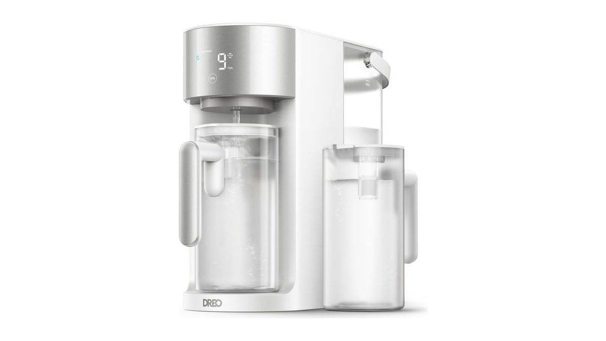 DREO Reverse Osmosis Water Filter Countertop, RO Filtration System, 3:1 Pure to Drain, TDS & Filter Life & 2 Autofill Pitchers, Install-Free, Self-Cle