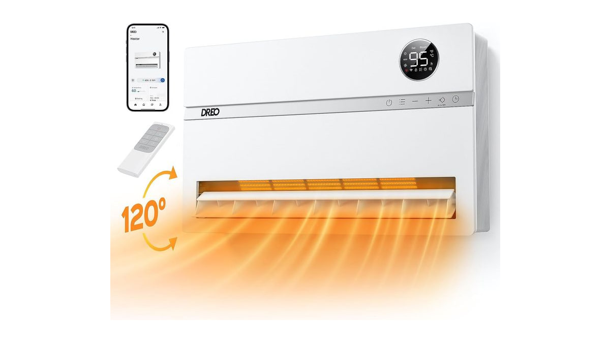 DREO Smart Wall Heater, 1500W Space Heater for Bedroom, White, Standard