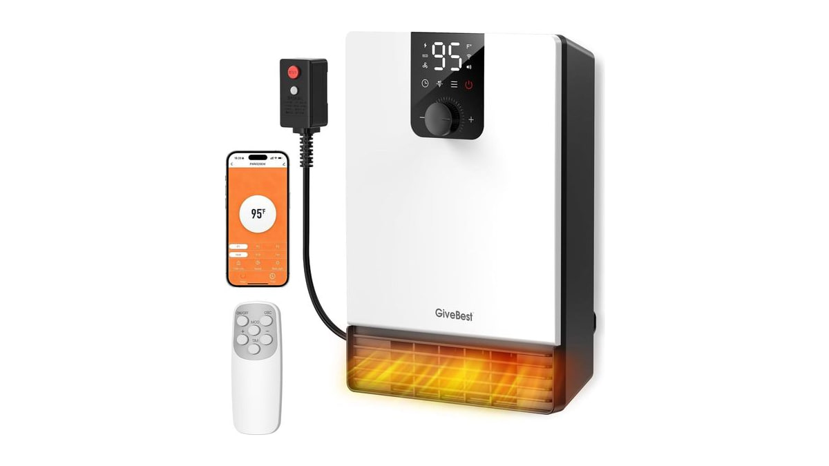 GiveBest Smart Wall Heater, 1500W Electric Space Heater for Indoor Use