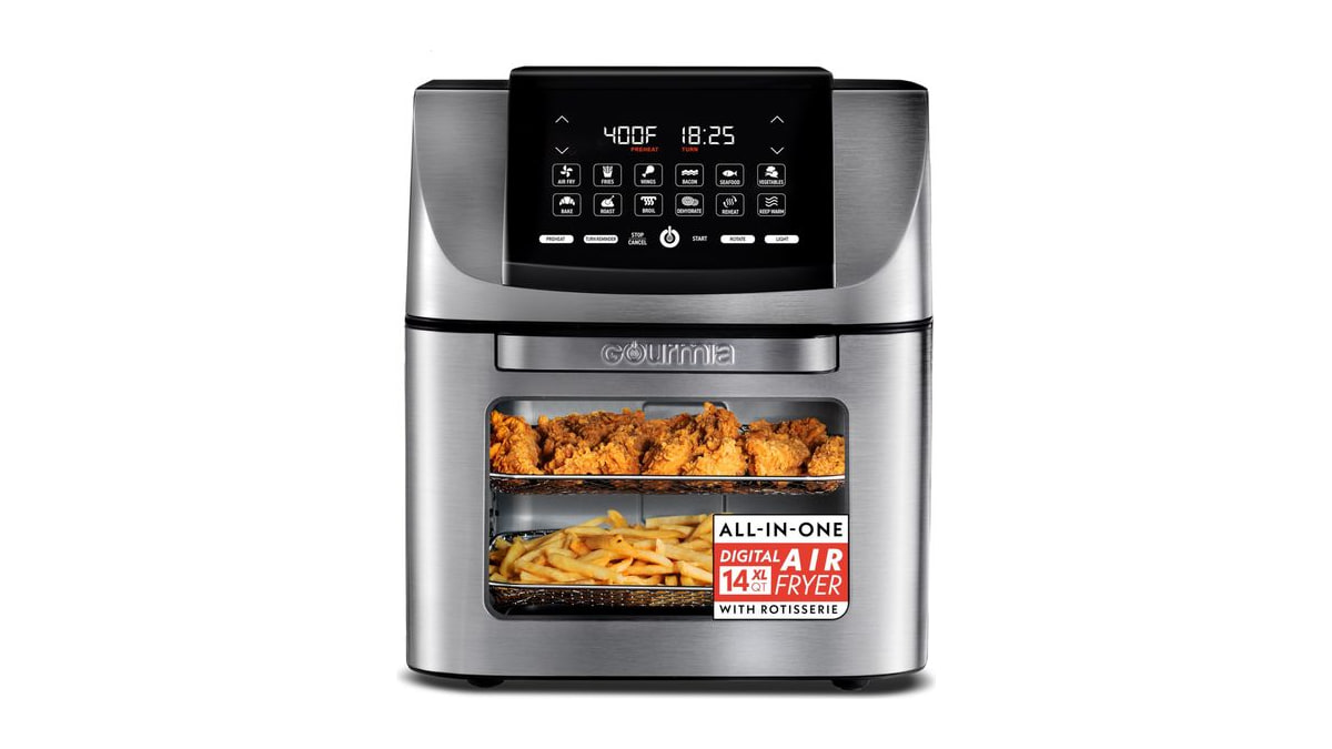 Gourmia Air Fryer - 14 Qt Rotisserie Oven with Window, Stainless Steel