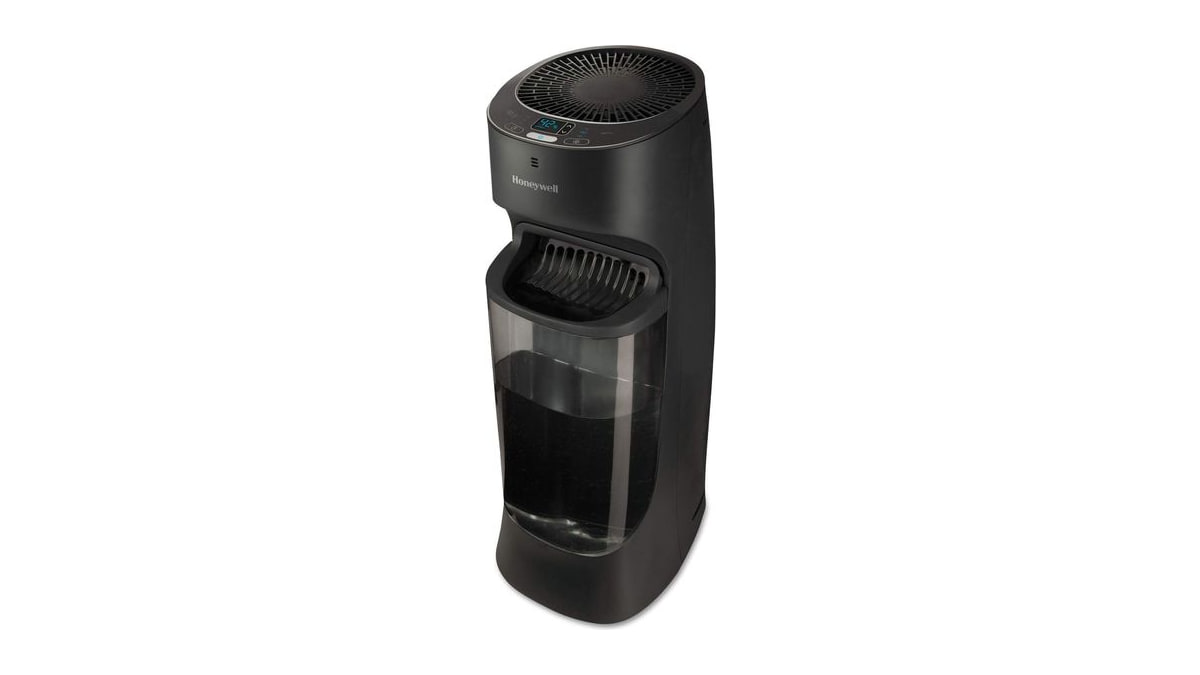 Honeywell Top Fill Tower Humidifier, Digital Humidistat, Black - Cool Mist Humidifiers for Bedroom, Home or Office with Space-Saving Tower Design