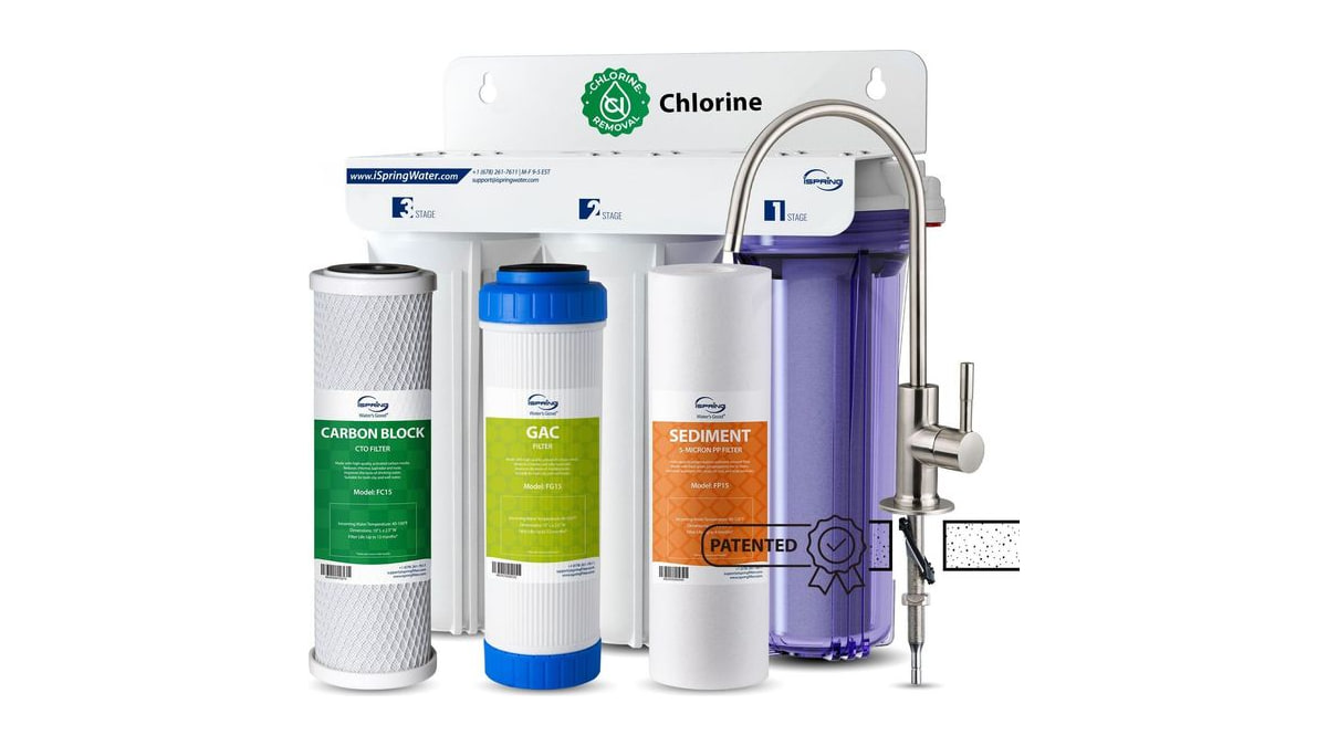 iSpring US31 3-Stage Under Sink Water Filter System with Faucet, 1 Year
