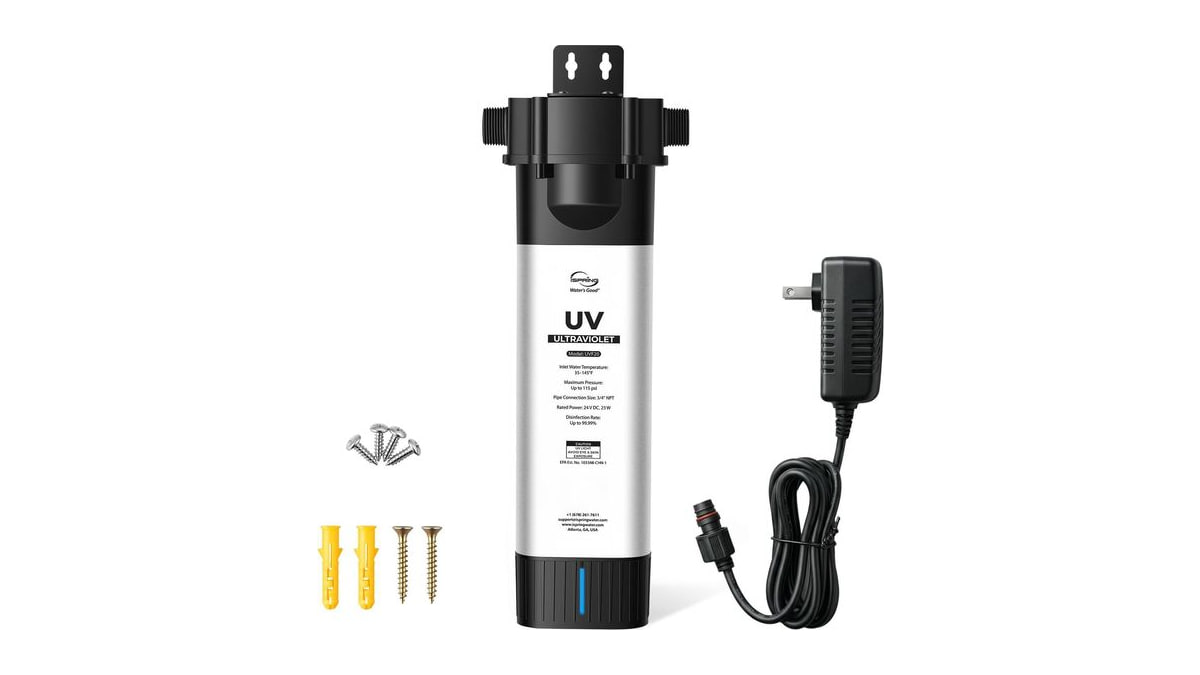 iSpring UVF20 Whole House LED UV Water Filter, 3/4" MNPT Inlet Outlet