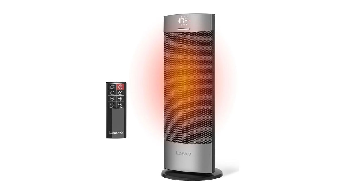 Lasko 18" Ellipse Ceramic Tower Space Heater - Remote - Silver - CT18951