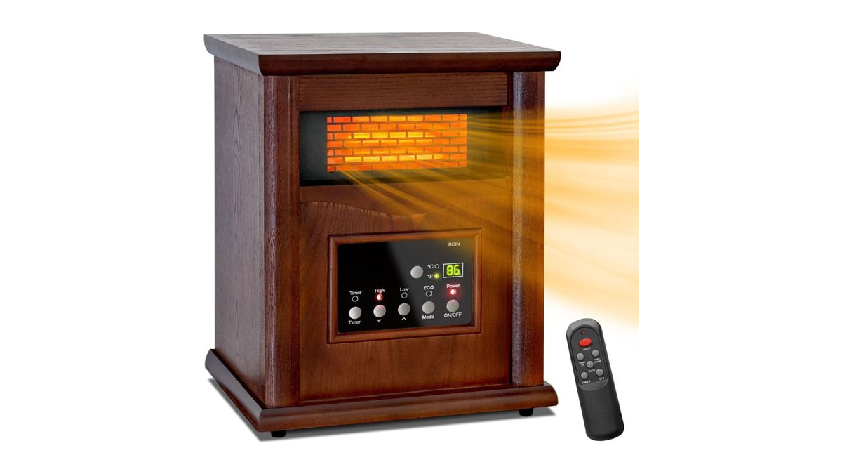 Lifeplus 1500W Electric Infrared Space Heater, Quartz Heater for Indoor Use, Tip-Over & Overheat Protection with Remote Control, 3 Heat Settings, 12H