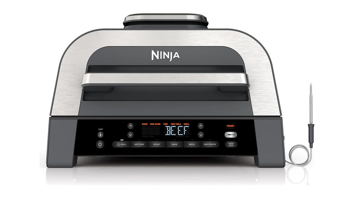 Ninja Foodi Smart XL 6-in-1 Indoor Grill & Air Fryer, Black/Silver, DG551