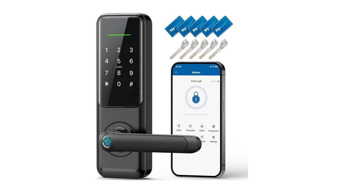 Nyboer Smart Keypad Door Lock with Handle for Front Door