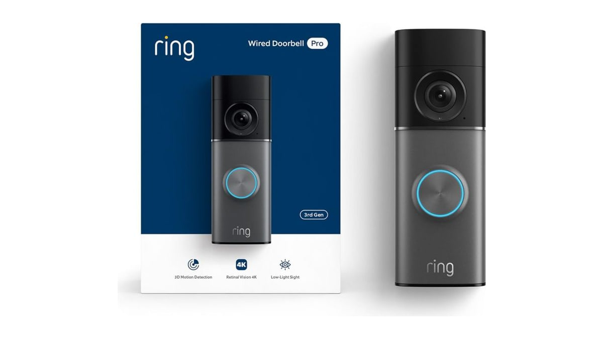 Ring Wired Doorbell 4K Pro (Newest Model), Retinal 4K with wide-angle video, 10x Enhanced Zoom, and Night Vision, Deep Silver
