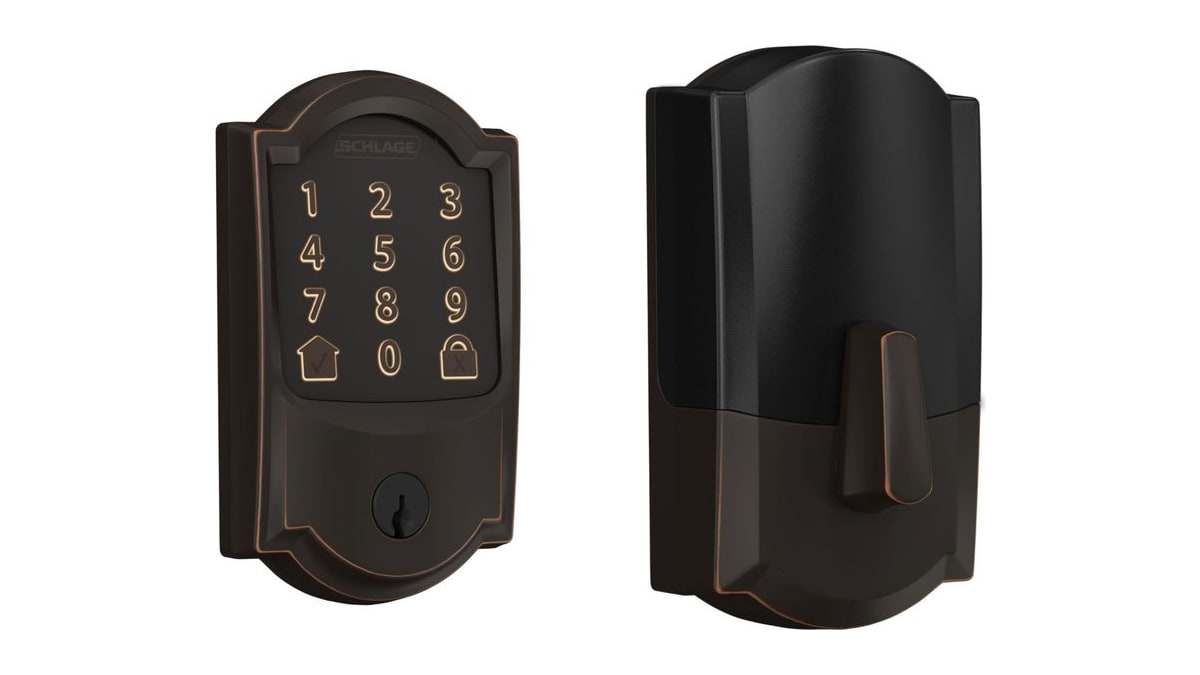 Schlage Encode Smart WiFi Deadbolt Lock with Camelot Trim, Aged Bronze