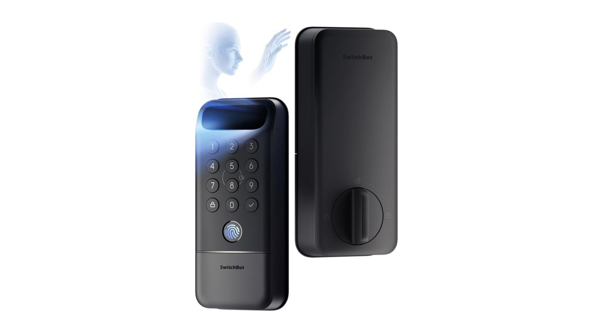SwitchBot Lock Vision Pro Smart Lock, 3D Face Recognition + Palm Vein + Fingerprint, Keyless Entry Deadbolt for Front Door, 12-Month Battery, WiFi No