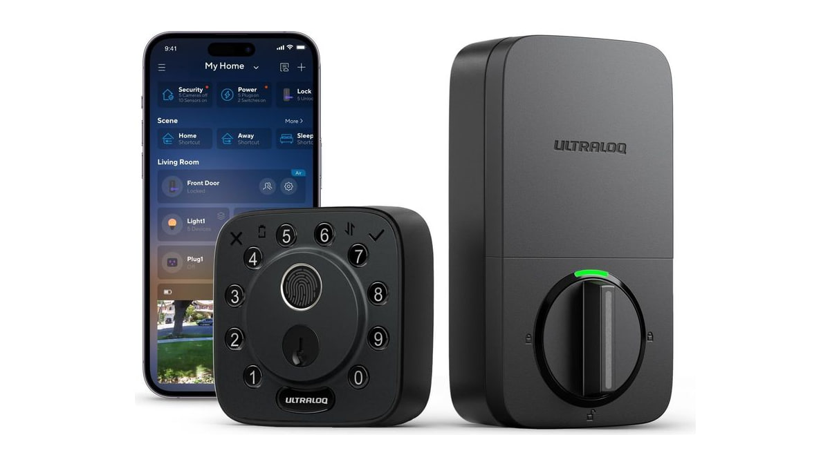 ULTRALOQ Bolt Fingerprint WiFi Deadbolt Smart Lock with Door Sensor, Black