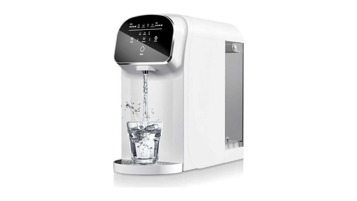 UV Reverse Osmosis Water Filter Countertop, 5:1 Pure to Drain, 5-Stage RO Water Filtration System, Full Sized appliances, No Installation Required, Po