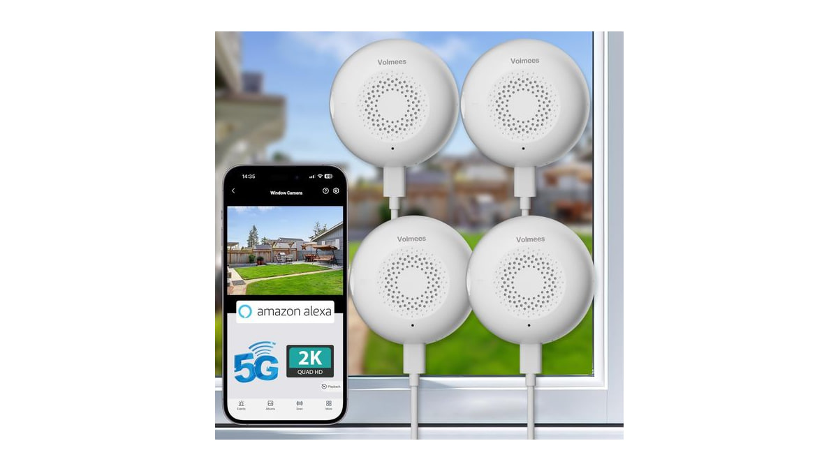 volmees 2K Window Camera, 5G & 2.4GHz WiFi Indoor Dome Camera for Home Security w/Full Color Night Vision, Real-Time Alerts, Human/Motion Detection, A