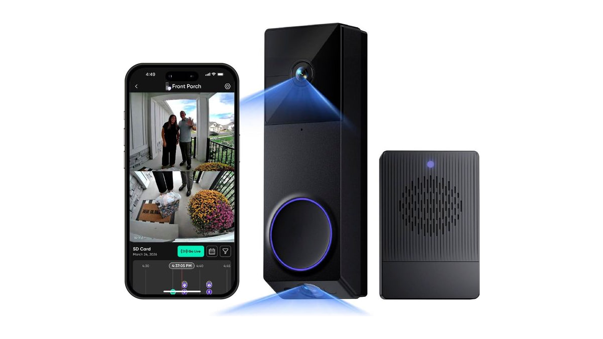 WYZE Wireless Duo Cam Doorbell Camera Video Doorbell w Wi-Fi Chime, 2K HD